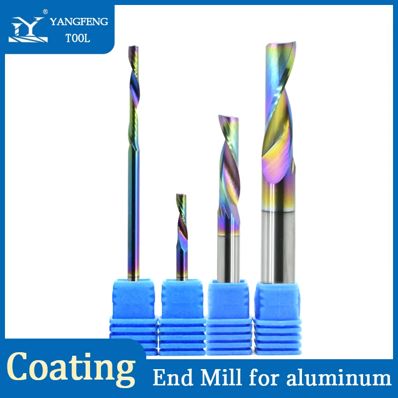 1pc 3.175/4/6/6.35mm Shank Single Flute Carbide End Mill Nano Coating Milling Cutter for Aluminum