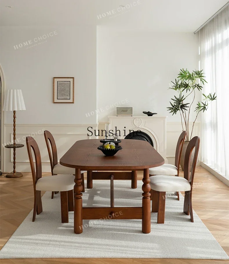 French simple retro solid wood dining table antique living room home office table and chair combination