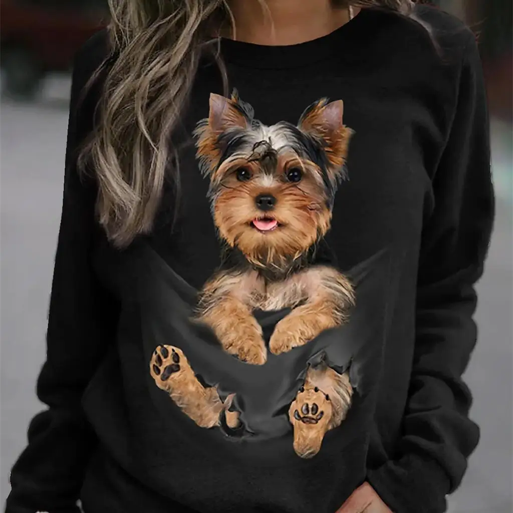 

Cat Print Realistic Trend 3d Digital Print Round Neck Raglan Sleeves Long Sleeved European And American HoodieWA2