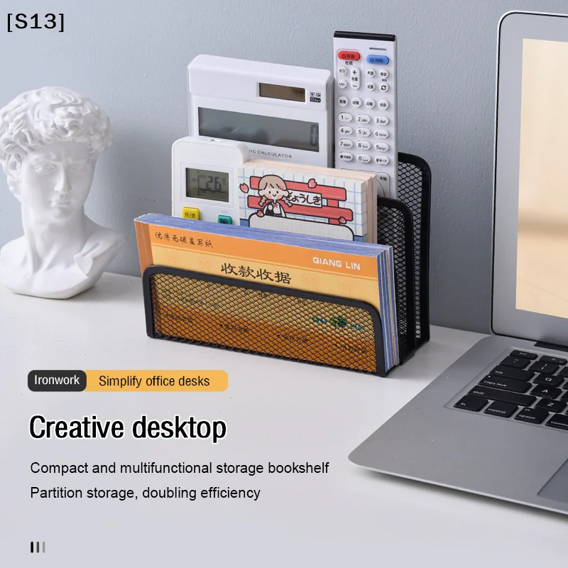 3-Layer Desktop Storage Shelf Black Stand Hollow Paper Letter Holder Document Office Desk Storage Organizer Storage Tray[Q]Q@