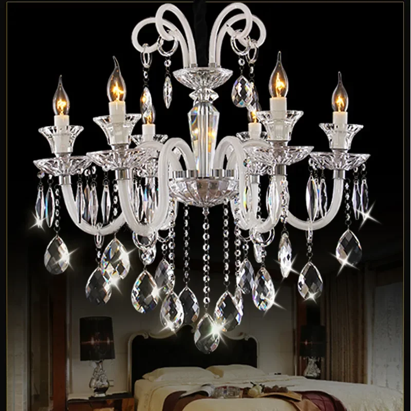 Modern Crystal Chandelier European Candle Style Pendant Light for Living Room Dining Bedroom Hotel Decor
