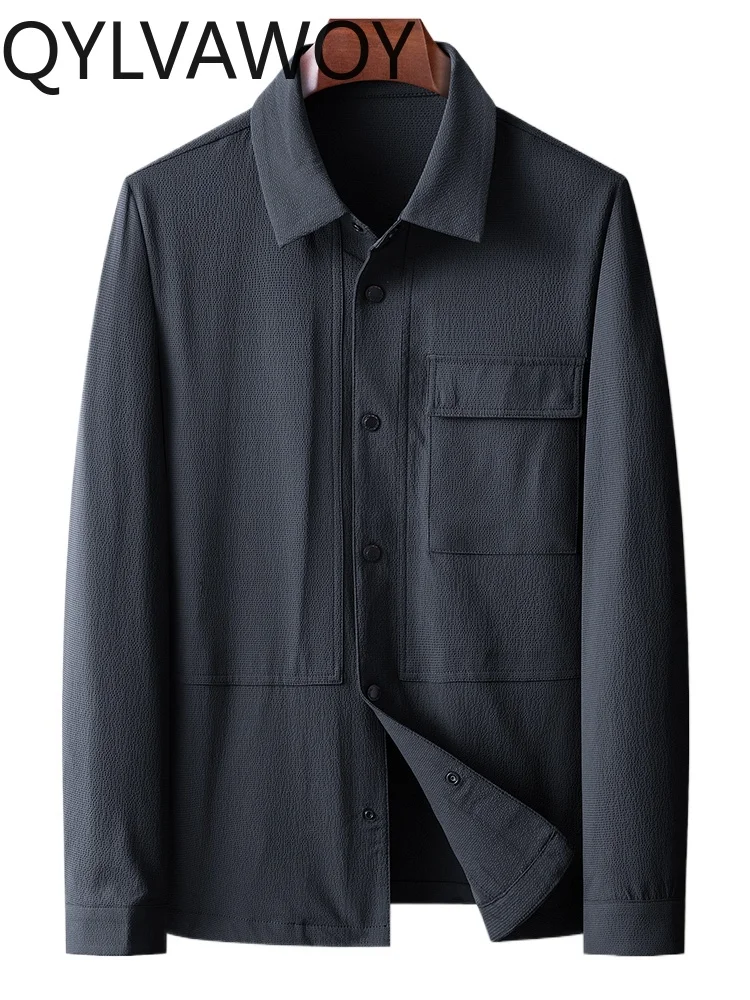 

QYLVAWQY 72% Polyamide Men's 2025 Autumn New Jacket Lapel Spring Autumn Middle Young Casual High-End Versatile Outerwear LJ2046