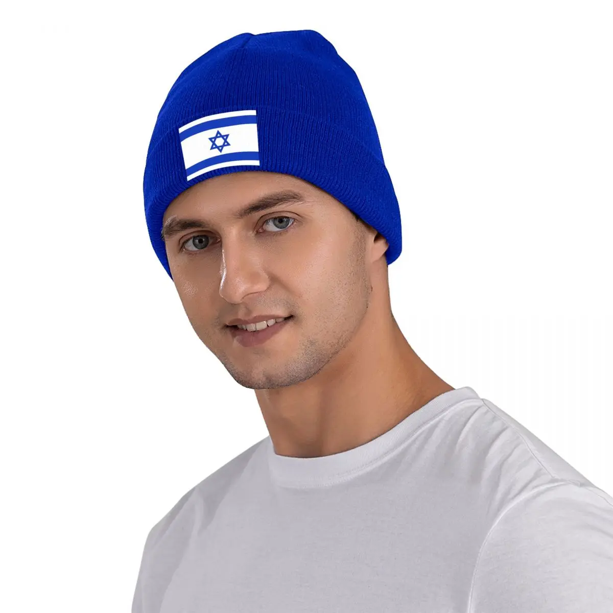 Israel Flag Beanie Hats Blue And White Bonnet Hats Female Male Trendy Outdoor Knit Hat Autumn Winter Graphic Head Wrap Caps