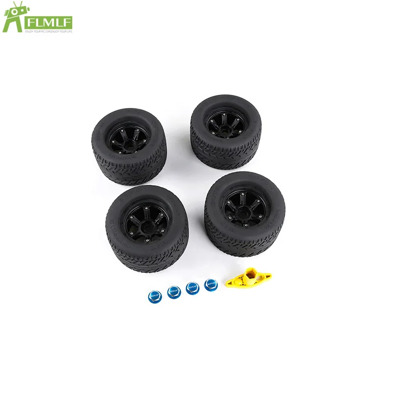 On-Road Wheel Tyre with Wheel Nut & Wrench Set Fit for 1/5 Traxxas MAX-X TRX X-Maxx XMAXX Rc Car Toys Parts Tire Size 200x120mm