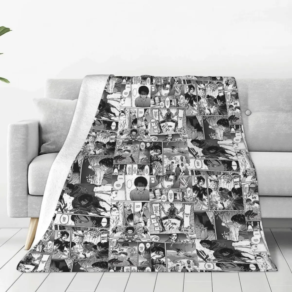 

Levi Manga Collage Attack On Titan Blankets Fleece All Season Plaid Anime Lightweight Throw Blanket for Sofa Travel Rug Piece