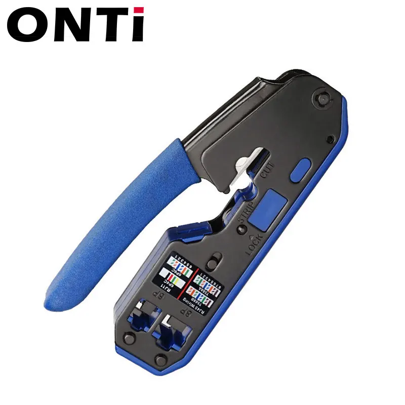 ONTi RJ45 Crimper Tool Kit for Cat6a Cat6 Cat5, Ethernet Crimping Tool RJ45/RJ11 8P 6P Crimp Tool and Multiple Combination Tools