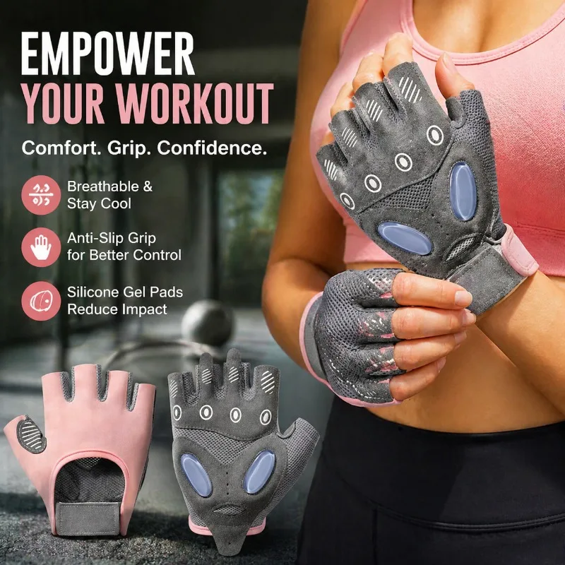 Tough Wear Resistance Fresh Permeability Suited for Weightlifting Yoga and Daily Indoor Fitness Exercise Breathable Gym Gloves