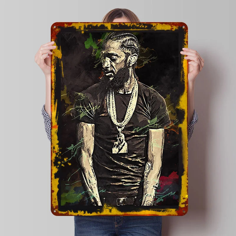 NIPSEY HUSSLE Tin Poster Customized Retro Wall Art Vintage Metal Signs for Room Setup Decorations Home and Decoration Gaming
