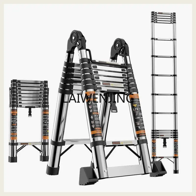 SGF stainless steel extra thick ladder household folding herringbone ladder