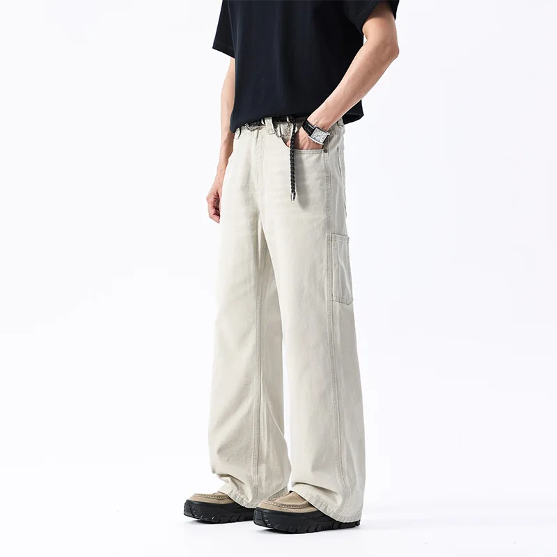 

Мужские повседневные брюки из канваса, весна 2026: модные ретро-брюки прямого кроя в стиле рабочей одежды, нейтральные, для бизнеса и повседневной носки