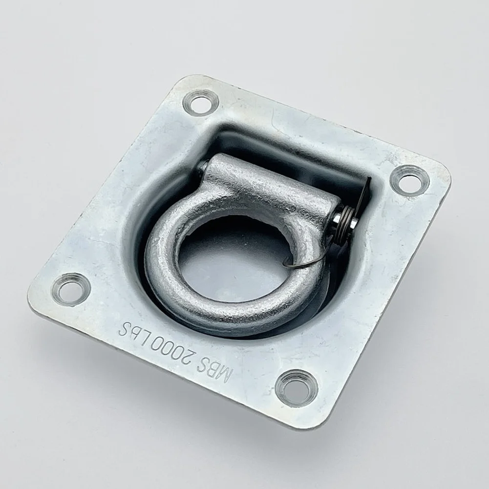Silver Stainless Steel D Ring Tie Down Anchor With Spring 2000lbs Break Strength For Van Trailer RV Floor Cargo Strap