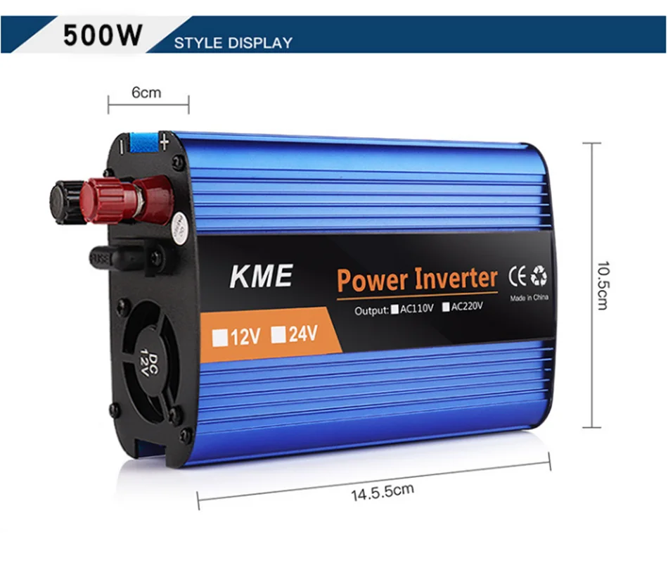 500W 12V 24V 36V 48V 60V do 220V pojedynczy cyfrowy wyświetlacz inteligentny Power falownik samochodowy konwerter zasilania