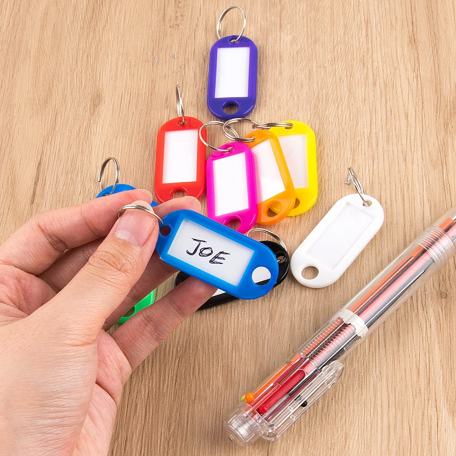 10-100PCS Coloful Key Tags Plastic Split Key Ring Paper Labels Windows Flexible Key Organizer DIY Item Identifiers Luggage Tag
