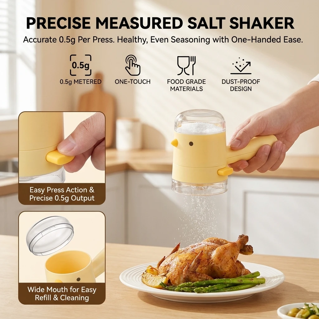 Bird-shaped Salt Bottle Cartoon Press-Type Salt Dispenser Quantitative Seasoning Bottle Dustproof Control Quantity Spice Jar