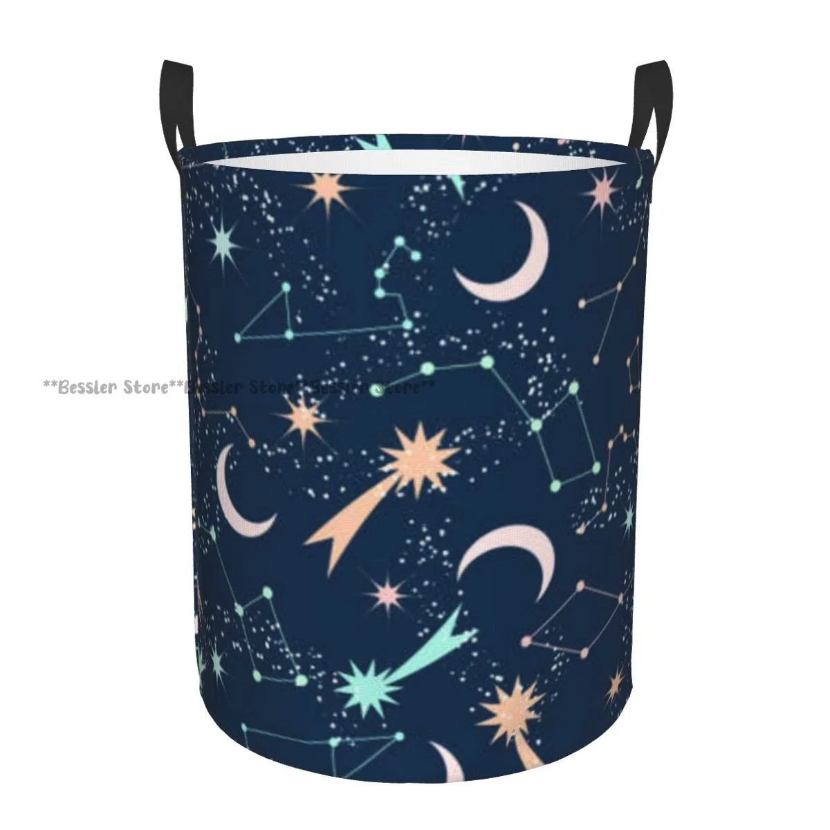 Laundry Basket Glowing Shooting Stars Folding Dirty Clothes Toys Storage Bucket Household