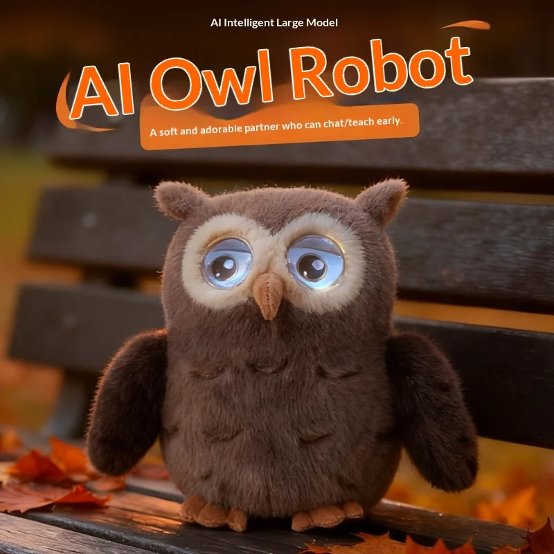 Universal Cute Owl Plush Doll Ai Intelligent Voice Interactive Toy Wifi Bluetooth Emotional Eye Display Home Leisure Companion