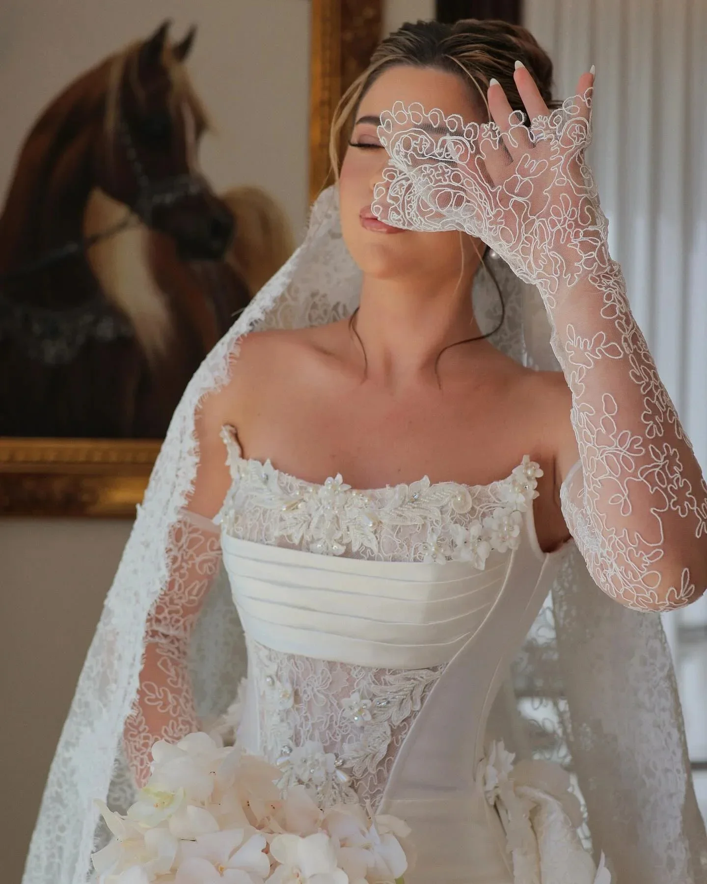 Customized 2026 Elegant White Mermaid 3D Decal Bead Women's Wedding Dress Sexy Exposed Suspender Detachable Skirt Bridal Gown