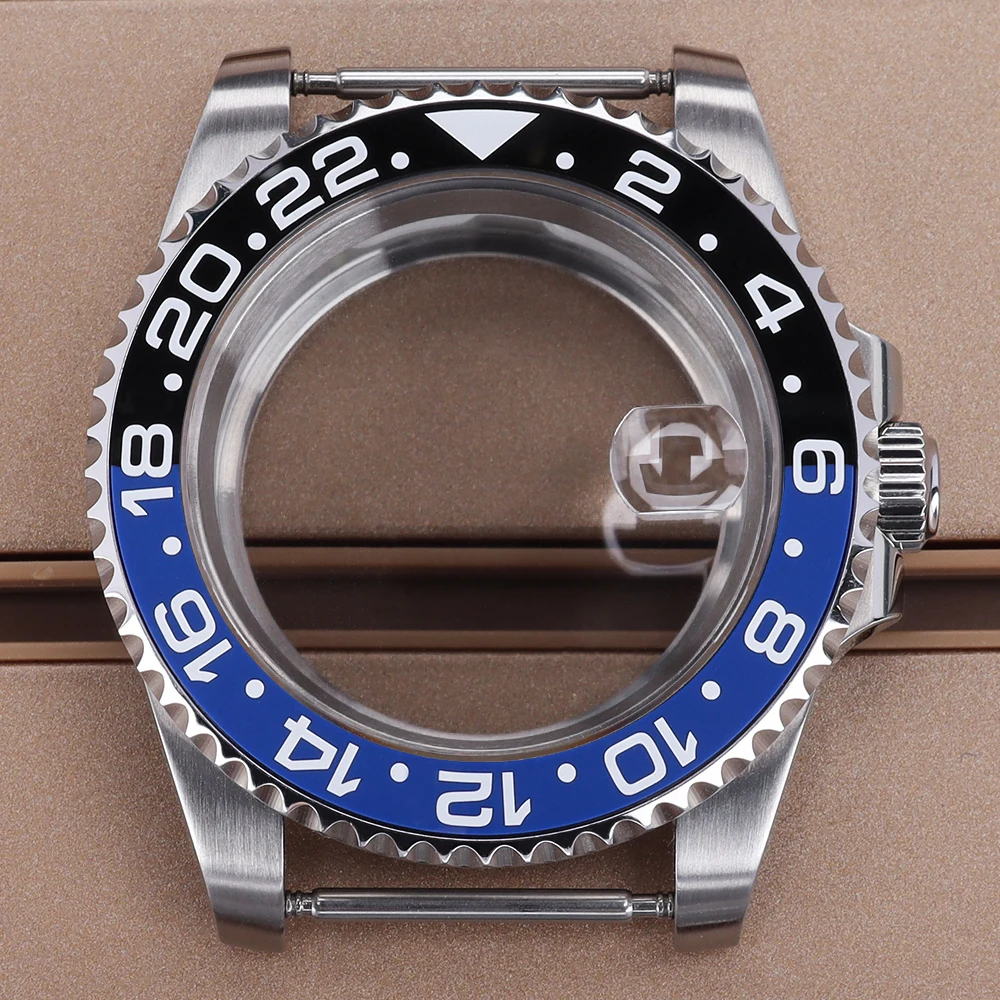 

40mm Men's GMT Watch Case Ceramic Insert Sapphire Glass For NH35 NH36 NH38 NH34 Miyota 8215 ETA 2824 Movts Watch Stainless Steel