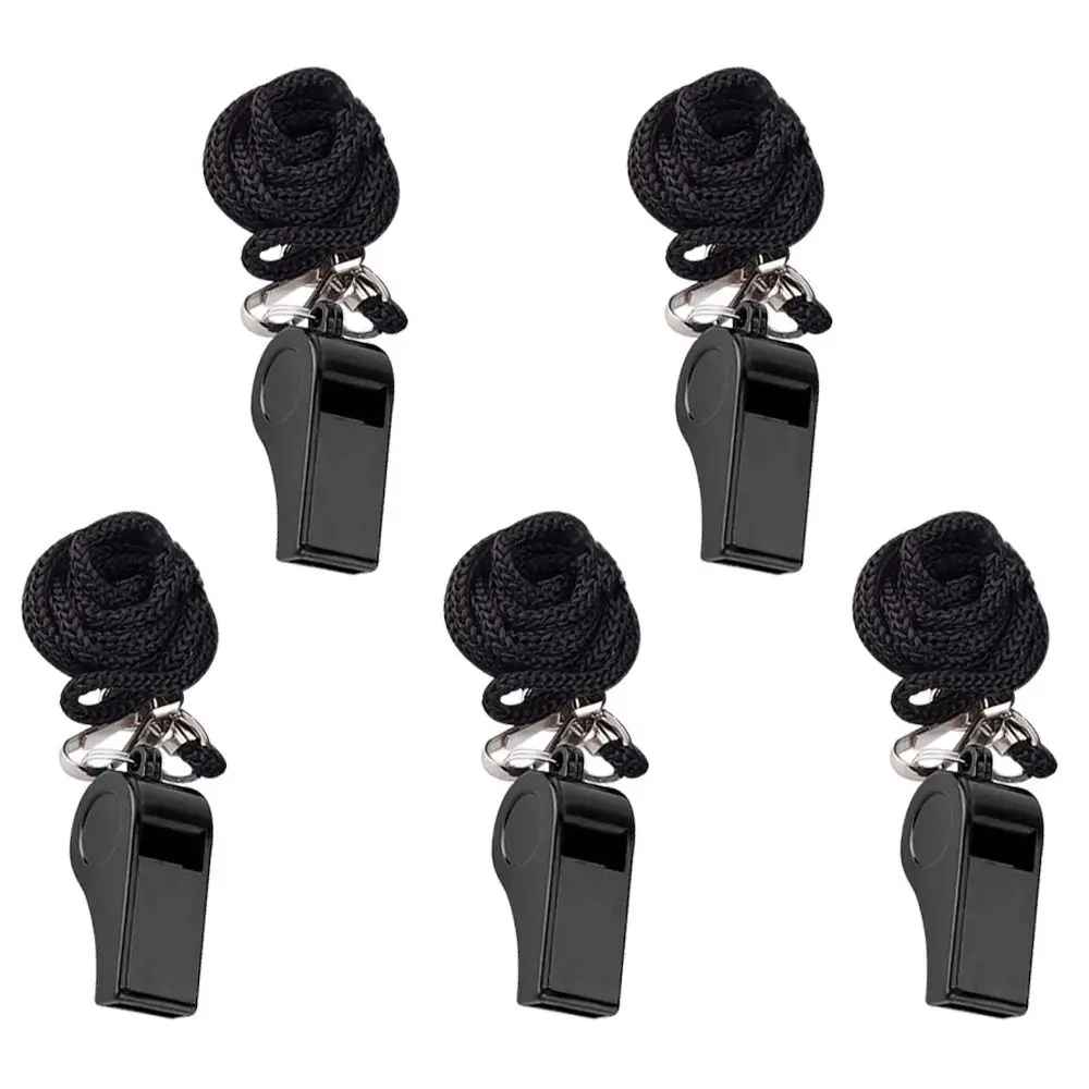 5pcs Hot sale Referee Sport Rugby Party Training School ABS Whistles Cheerleading Tool Black Whistle Cheerleaders