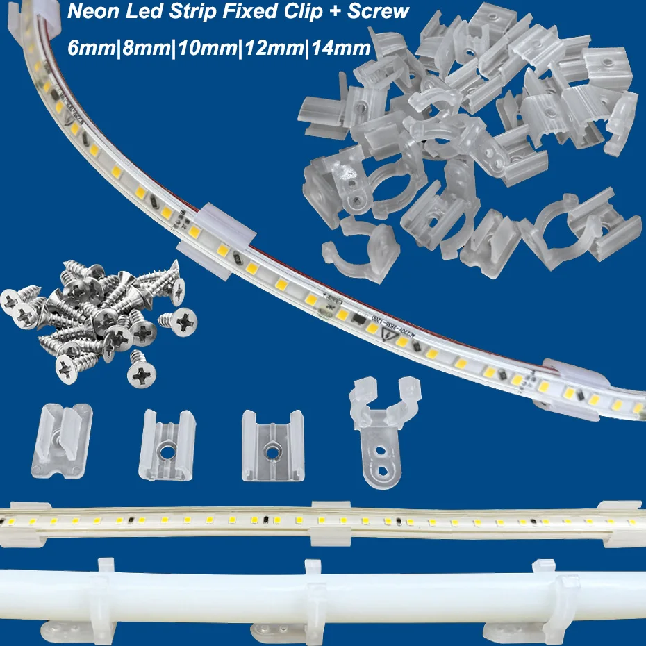 10Pcs Plastic Buckle LED Strip Clips for 6mm 8mm 10mm 12mm 2835 5050 COB Neon Light Fixing On Wall Flexible Mounting Accessories