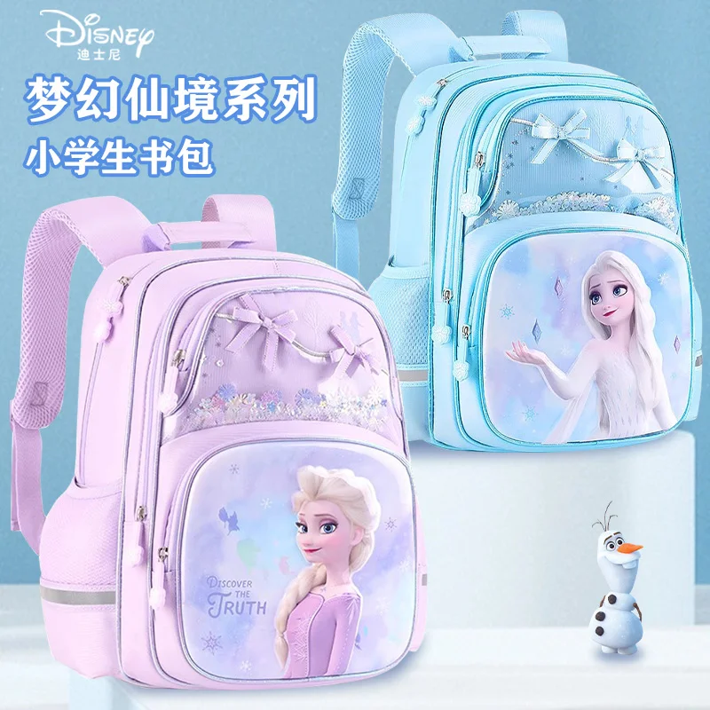 Original Disney Frozen School Bag For Girls Elsa Anna Primary Student Shoulder Orthopedic Backpack Large Capacity Birthday Gifts