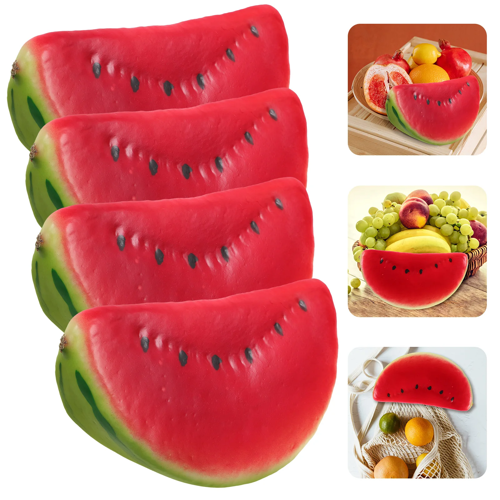 4pcs Simulated Watermelon Artificial Model Prop Showpiece Prop Fake Watermelon Slice Decoration Artificial Artificial