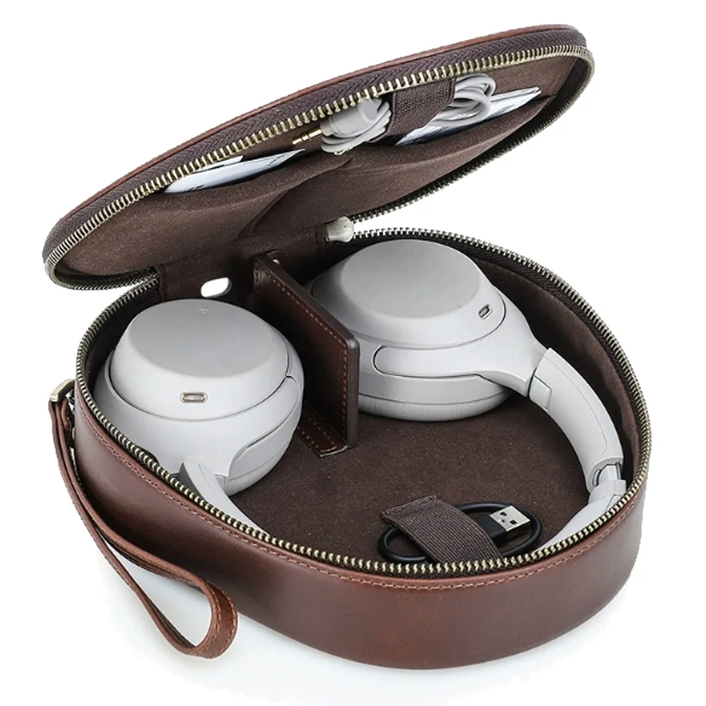 Чехол POYATU из натуральной кожи для Sony WH-1000XM4 WH-1000XM5 WH-1000XM6, сумка для переноски ручной работы из натуральной кожи, сумка-коробка