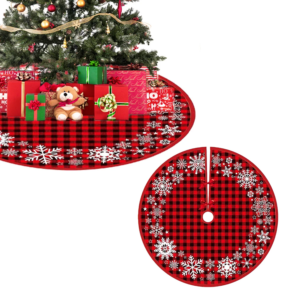 Christmas Floor Mat Cartoon Printing 90cm Tree Carpet Xmas Decor Goblin Snowflake Lightweight Soft for Outdoor Hotel Supermarket