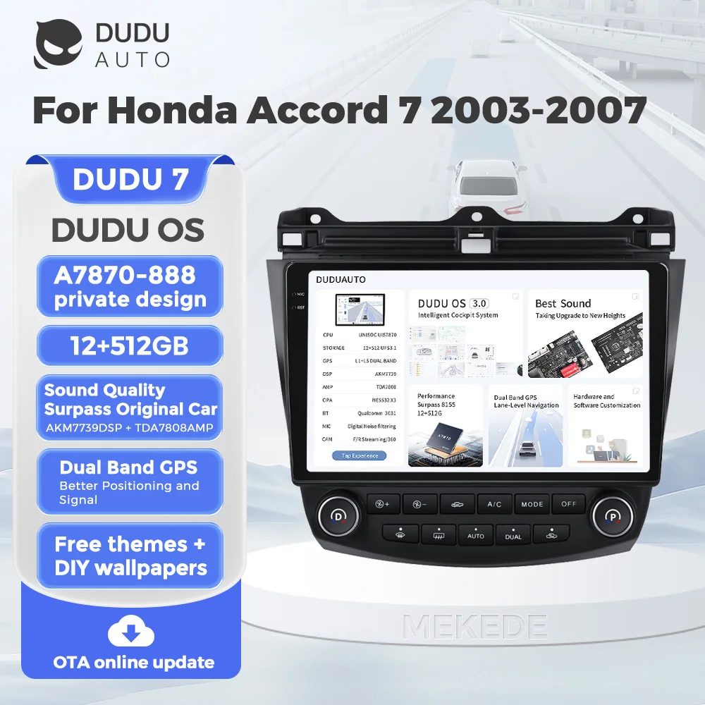 DUDU7 Pure Android 13 8-Core 12+512GB 2K Screen Car Radio Intelligent Navigation For Honda Accord 7 2003-2007 GPS 4G LTE WIFI