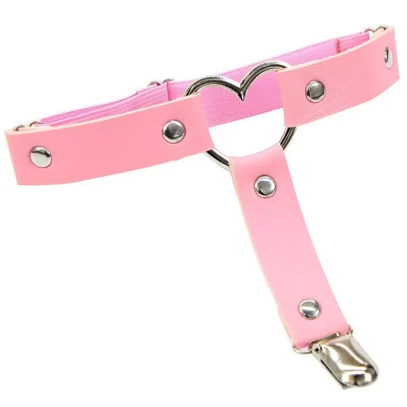 1pc/2pc punk Metall Quaste Anhänger Rosa PU Leder Halsband Kragen Sexy Spiked Neck Strap Schlüsselbein männer Halsketten für Frauen Gothic