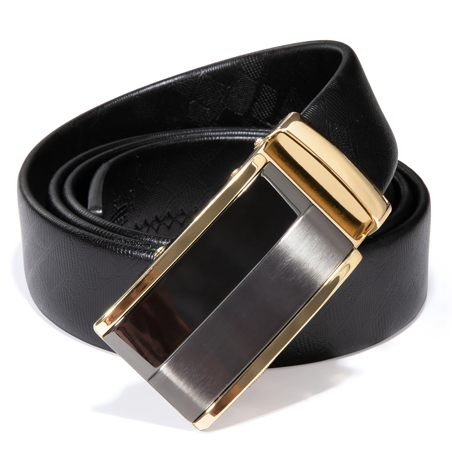 

Luxury Black Leather Belts for Men Gold Metal Automatic Buckle Rachat Business Formal Casual Cowskin Waistband Barry.Wang