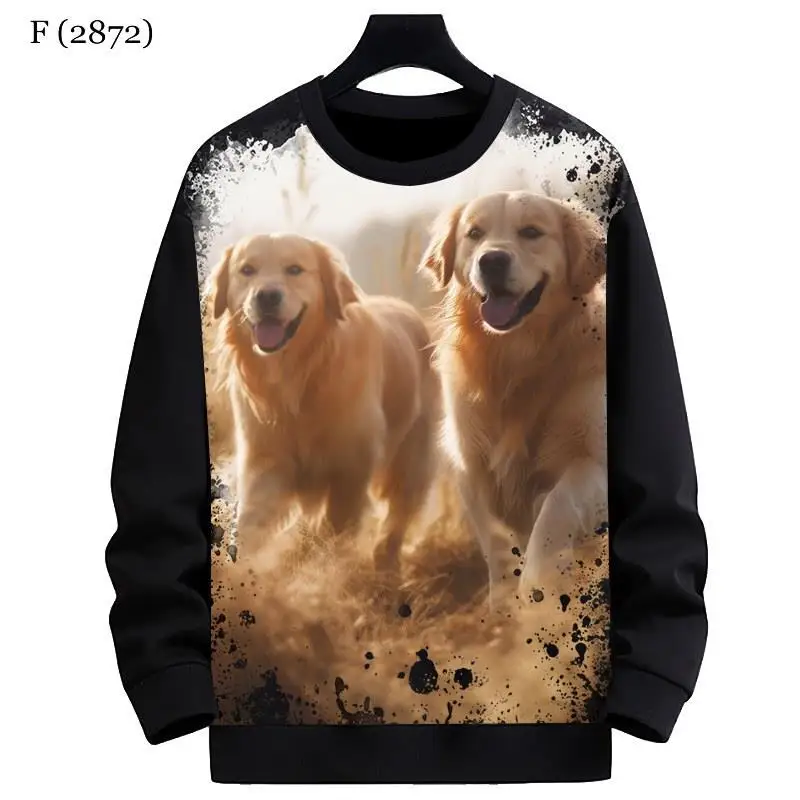 

Новая мужская толстовка с круглым вырезом и флисовой подкладкой, с принтом собак, из полиэфирного волокна, теплая и удобная