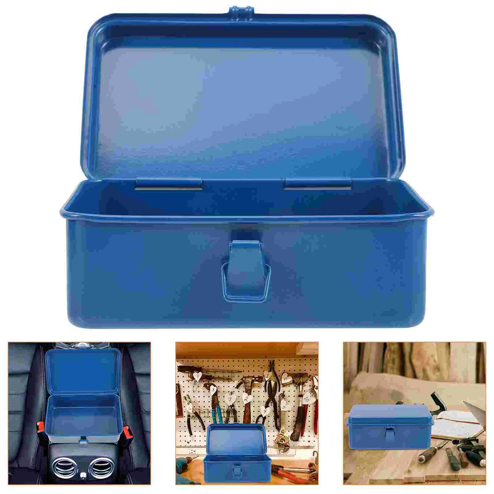 Iron Sheet Tool Box Case Metal Chest Storage Bin with Lid Screwdriver Essential Container Organizer Heavy Duty Toolbox