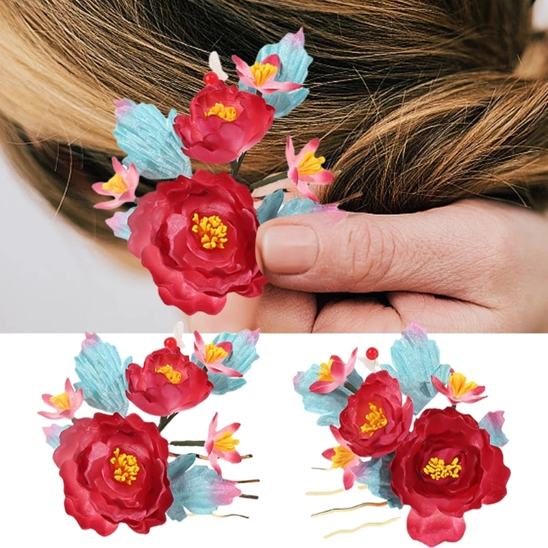 

Flower Hairpin Barrette Traditional Buyao for Women Girl Buyao for Traditional Headpieces Hair Jewelry