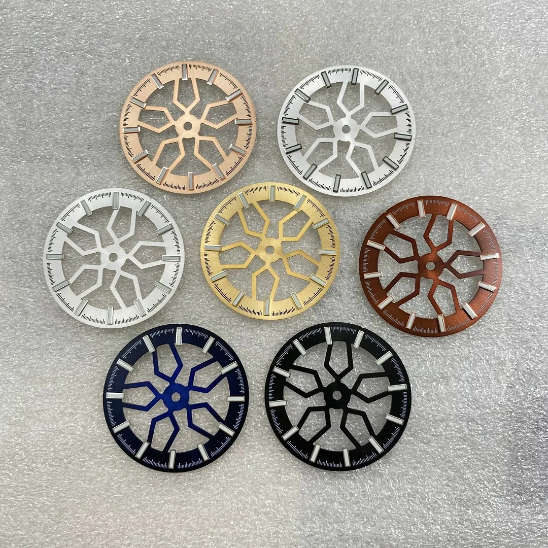 

31.8mm No Logo Hollow Wheel Bone Dial For NH70 Movement Green Luminous High Quality Watch Modification Accessories Custom Logo
