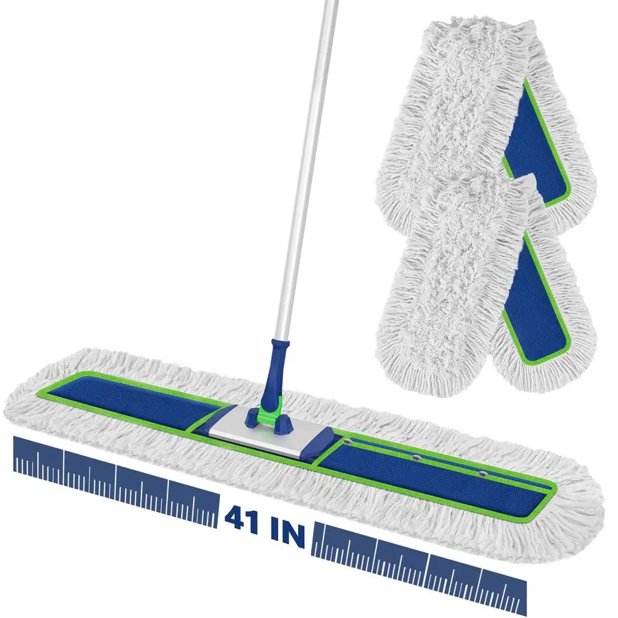 

Коммерческая промышленная швабра-метла для сухой уборки, широкая, усиленная, для твердых полов, с 2 насадками, длинная ручка, для уборщиков