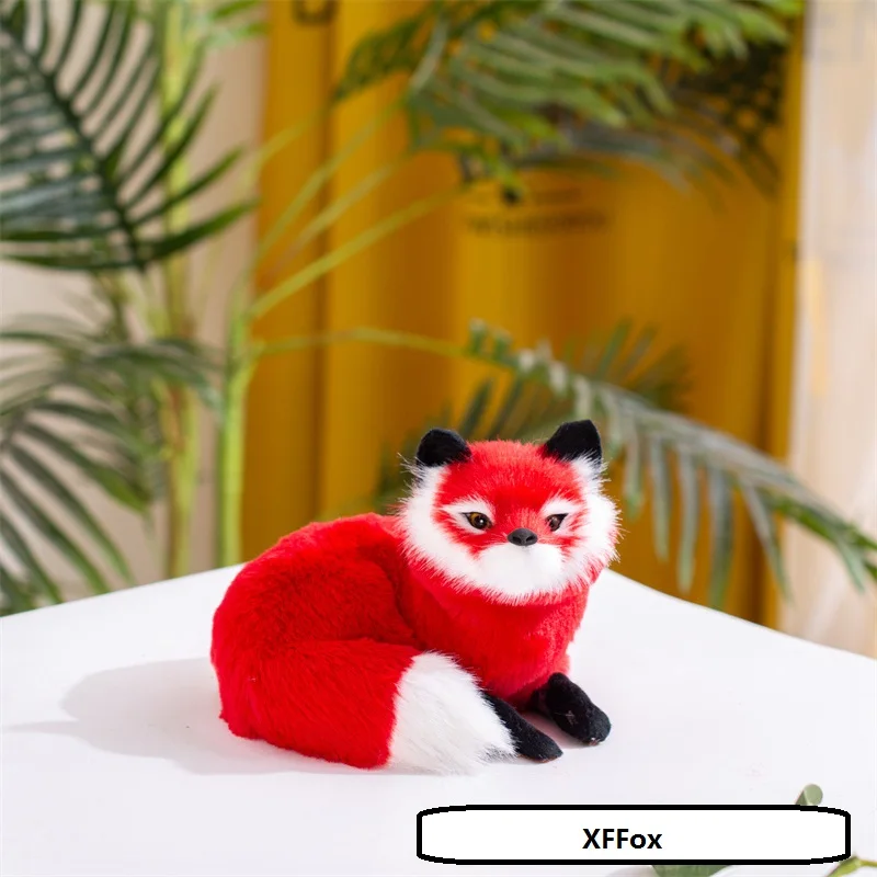 real life fire-fox doll plastic&faux fur curling red fox model Ornaments Home Decoration Gift about 15x11cm p2909