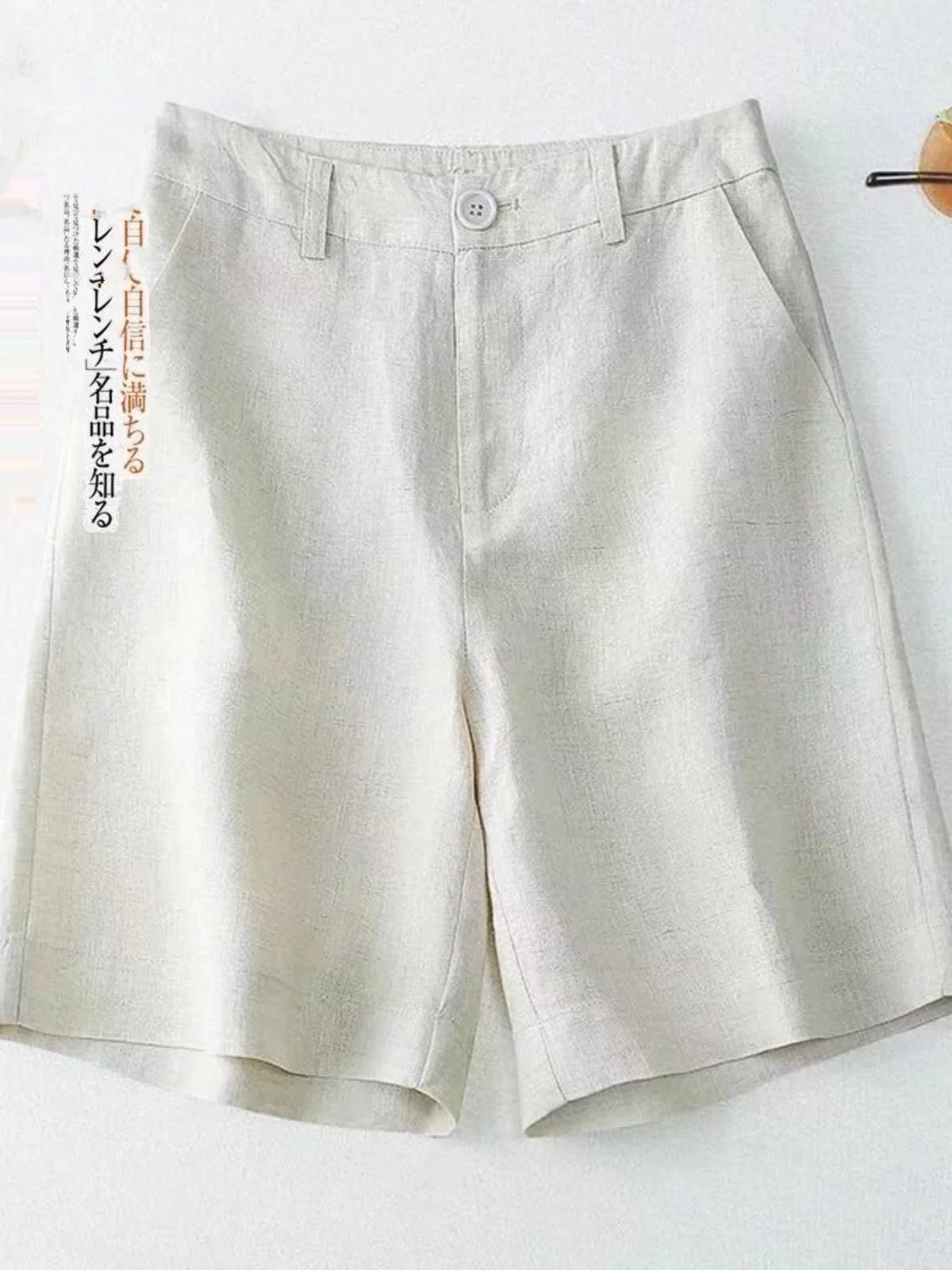 Comfortable Thin Cotton Linen Straight Leg Suit Shorts Women Loose Casual Wide Leg mid Pants Summer Fashion Commute Style