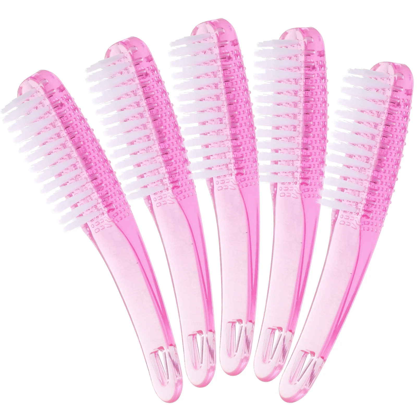 

5pcs Nail Brush Pink Cleaning Fingernails Dust Remover Scrubbing Manicure Brushes Handle Grip Nail Cleaner Under Nails Tools