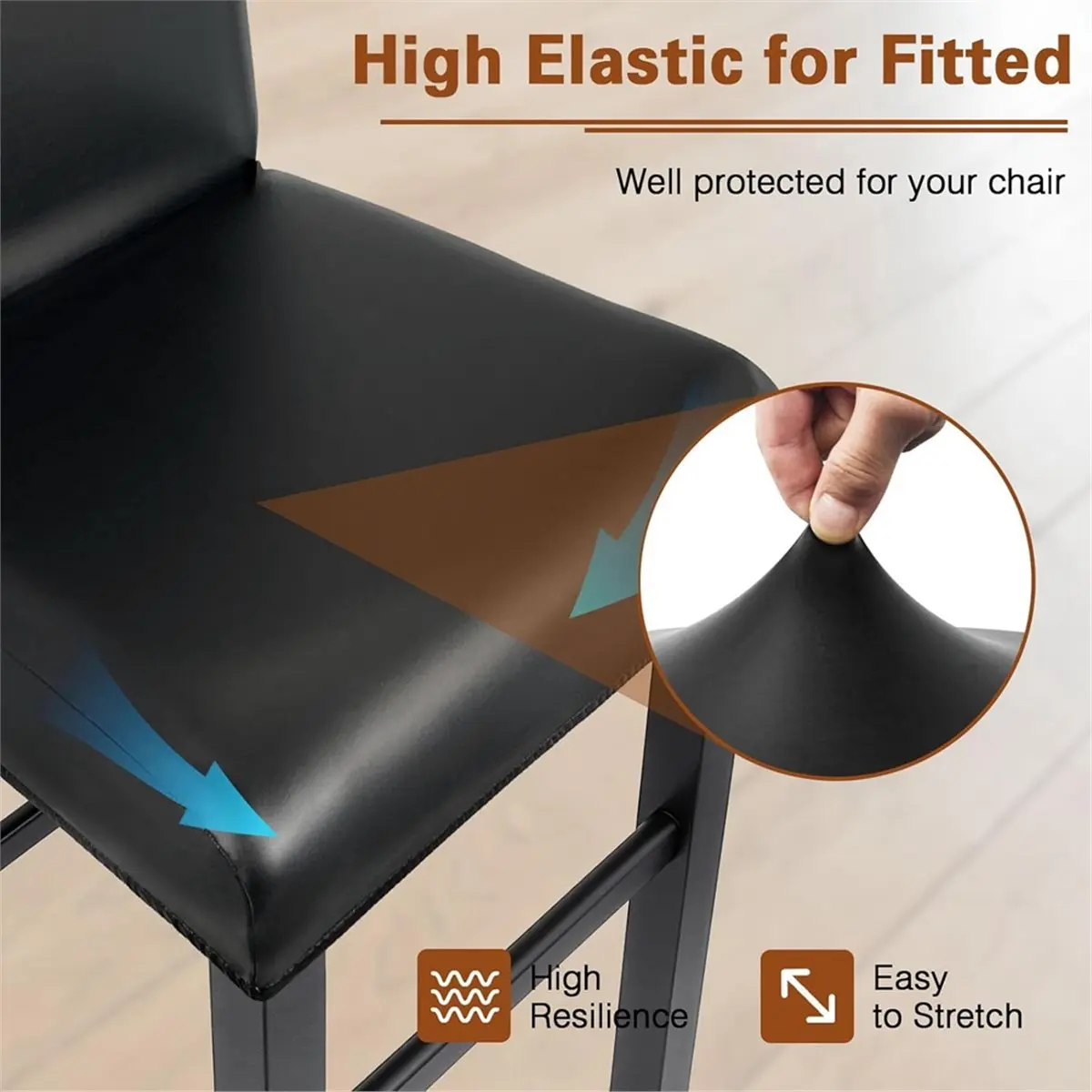 PU Leather Bar Stool Covers with Backs, 4 Pack Stretch Waterproof Bar Stool Chair Covers Washable Barstool Covers