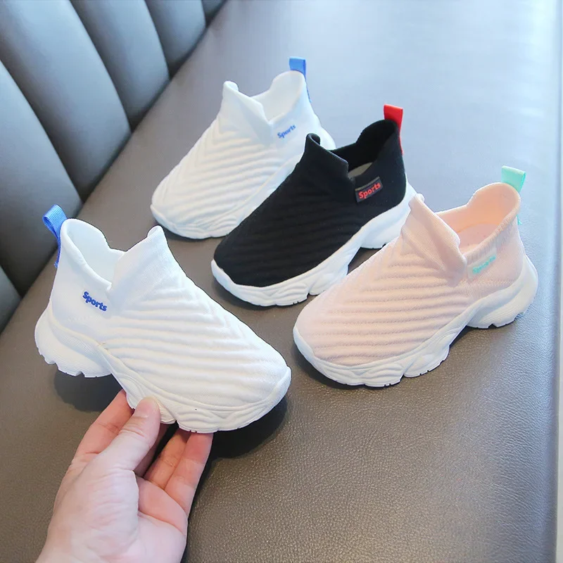 

Sneakers 2024 Fashion Children Flat Shoes Infant Kids Baby Girls Boys Solid Stretch Mesh Sport Running Sneakers Shoes