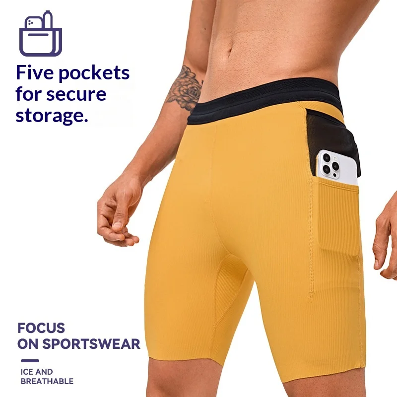 All Season High Stretch Quick Dry Running Shorts Men With Built-in Compression Liner Outdoor Training 4 Inch Pants