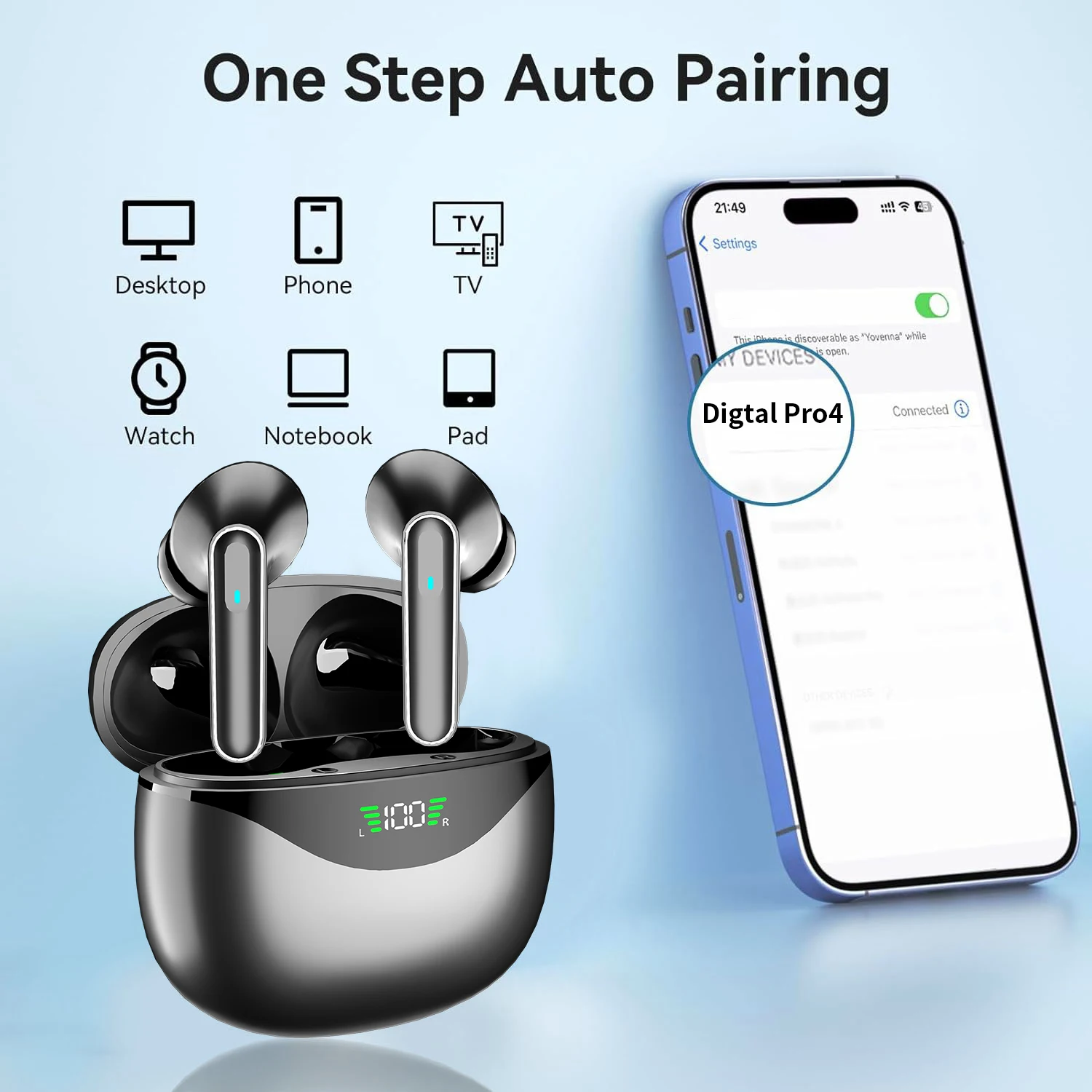 DP4 wireless Bluetooth earphones in ear noise cancelling sports gaming earphones with high battery life and long standby time image 5