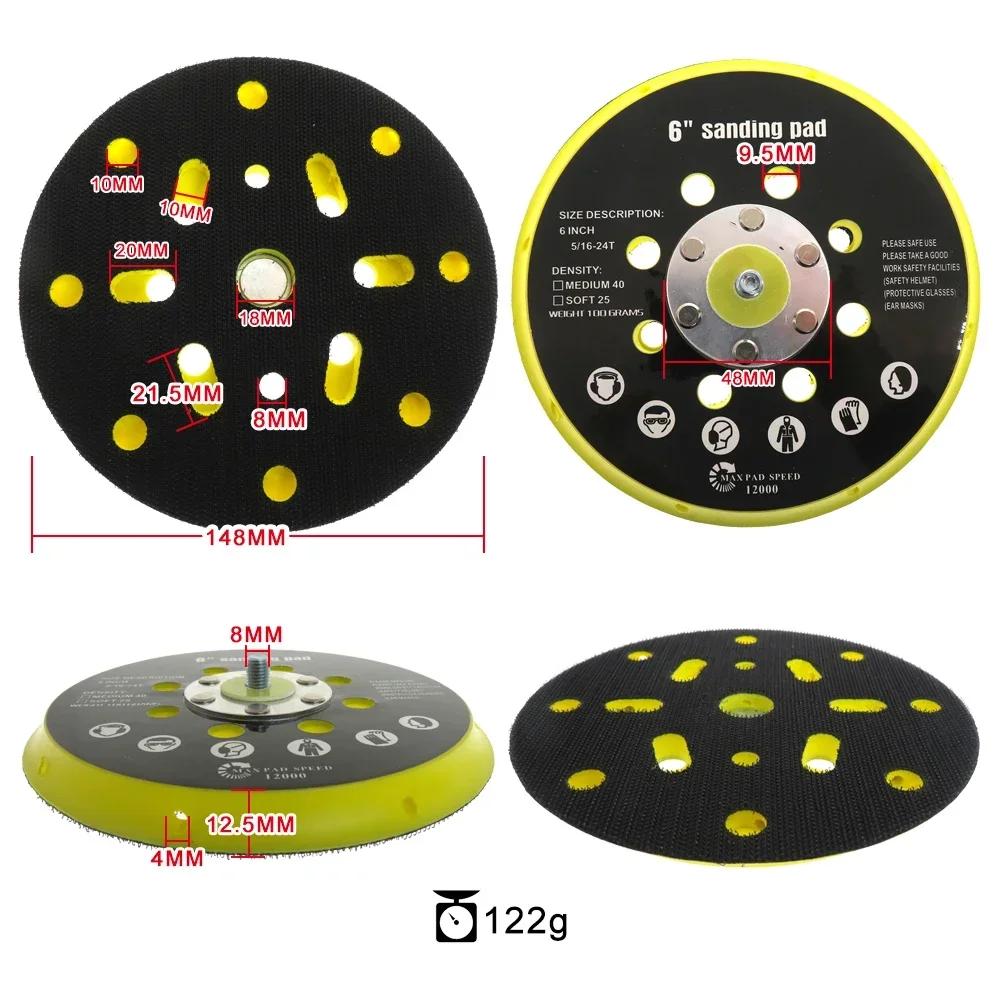 Sanding Pad 6 Inch 150mm 17 Holes Sander Backing Pad Compatible With Festool RO1 ES150 ET2 ES150 ETS 150 For BO6030  BO6040