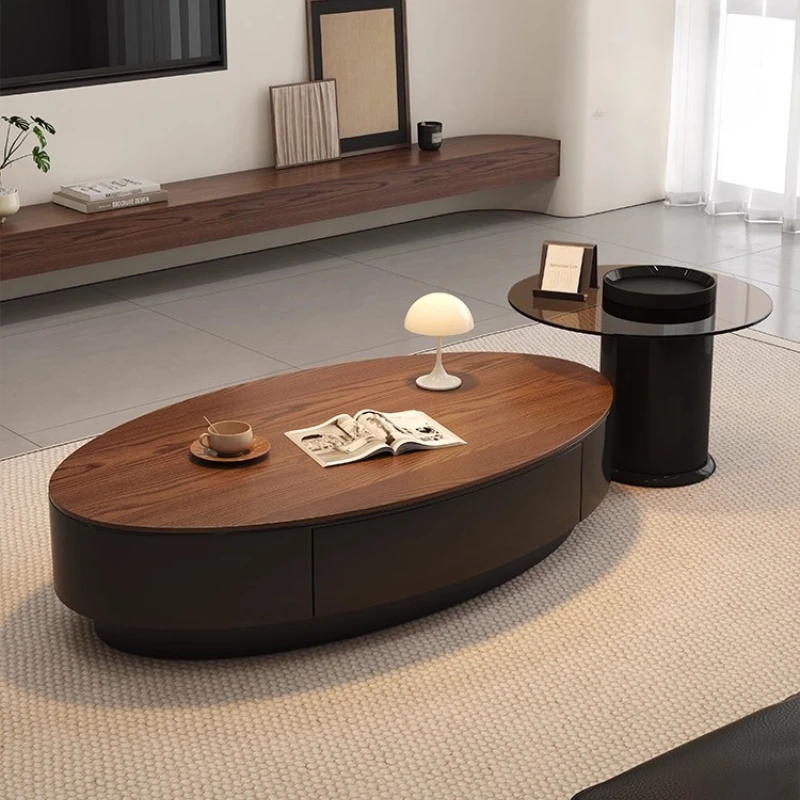 Mesa de centro nórdica de tapa dura, organizador de suelo, mesa de centro ovalada única, diseño para sala de estar, accesorios para el hogar