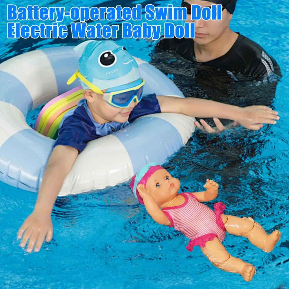 Battery-operated Swim Doll Realistic Electric Swim Doll for Pool Bath Play Waterproof Backstroke Swimming Baby Doll Fun for Kids