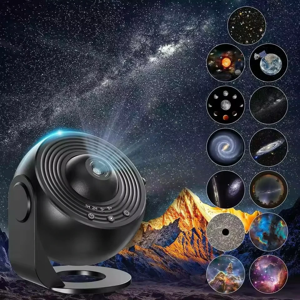 Star Projector Galaxy Night Light 13 in 1 Bedroom Sky Night Lamp 360° Rotating Space Projector with Solar System for Ceilin