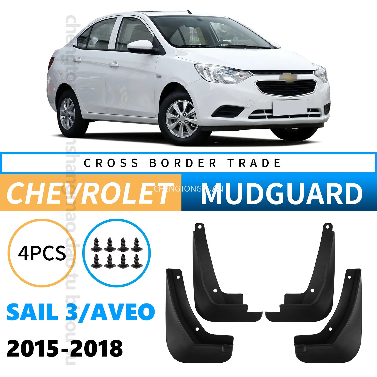 Fenders Mudguards for Chevrolet Sail 3 Aveo 2015-2018 ABS Black Automotive Tire for Protection Exterior Decoration Upgrade 4pcs