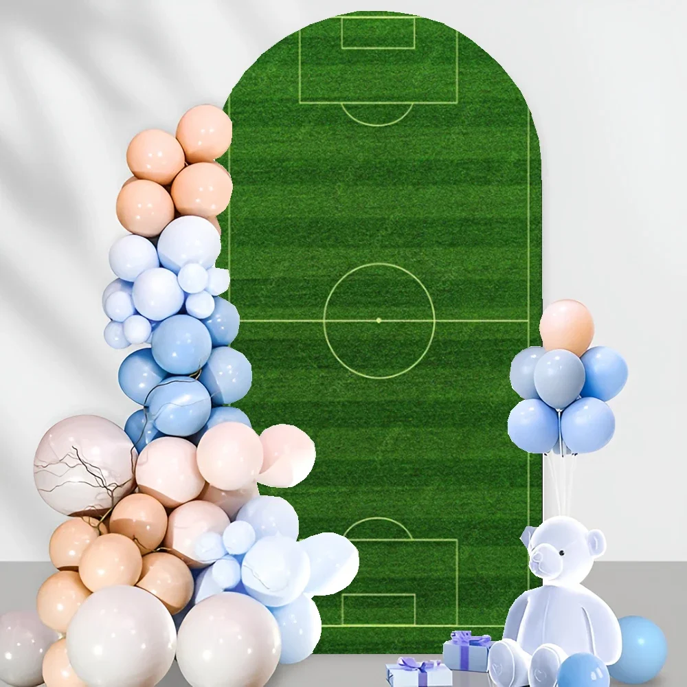 Mocsicka قوس خلفية يغطي ملعب كرة القدم حفلة عيد ميلاد خطوط سوداء قوس حامل غطاء للبنين استحمام الطفل كرة القدم الهدف