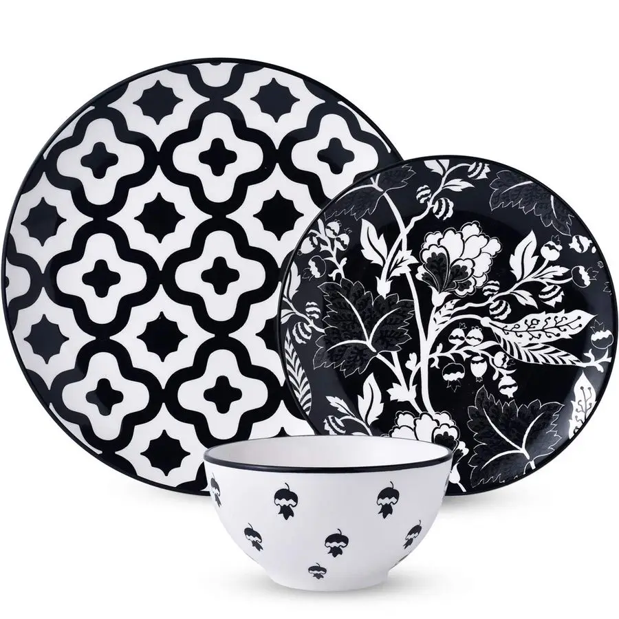 

Набор посуды: керамические тарелки и миски на 4 персоны, набор из каменной керамики